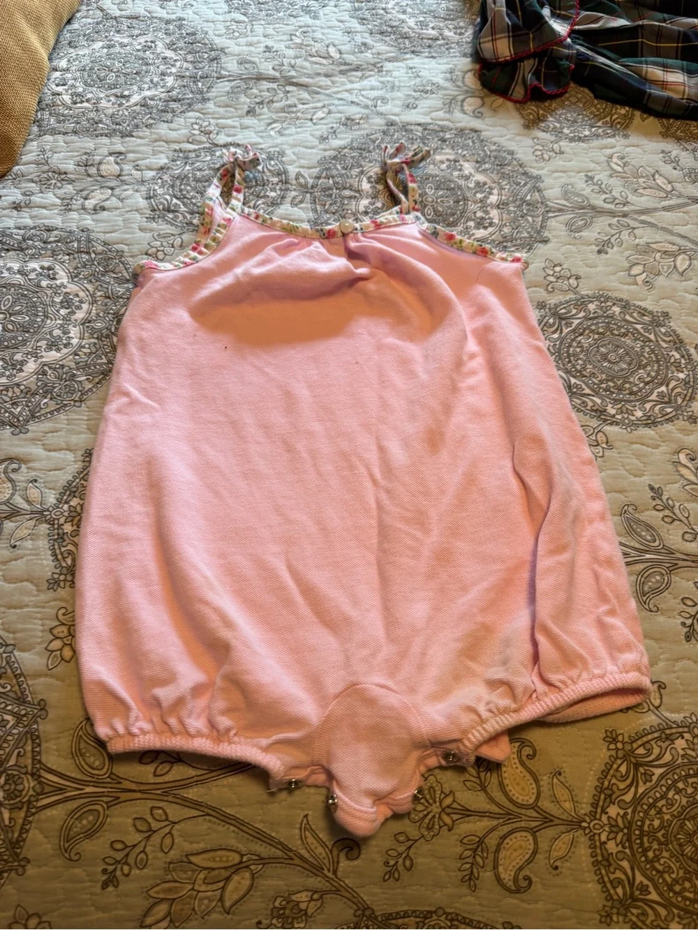 Ralph Lauren Light Pink Cotton Baby Romper with Embroidered Pony